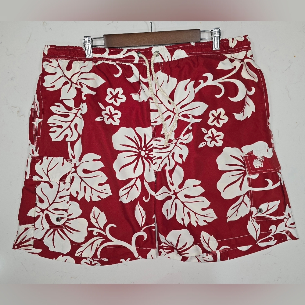 Caribbean Joe Island Supply Co. Swim Trunks/ Shorts Tropical‎ Red Size Large